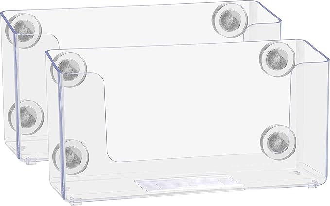 Marketing Holders 2 Pack Magnetic Postcard Holder Holds 5" Wide Booklets Take One Display Metal Wall Mount Horizontal Recipe Card Bin Perfect for Index Card Clear Acrylic Mounted on Filing Cabinet