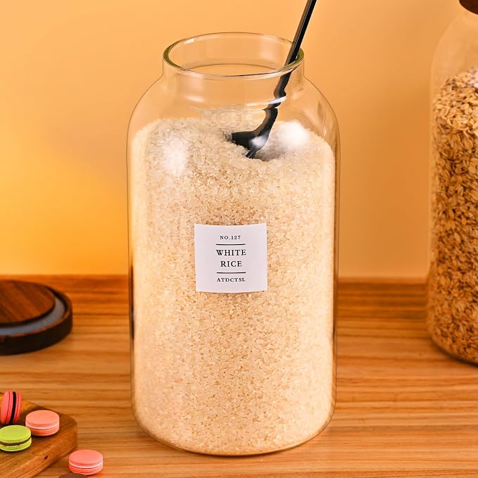 2 PCS Large Glass Jar With Lid，Glass Food Storage Jars for Flour,Sugar,Coffee,Rice, Walnut，Nutsand More(1 gallon/4000 ml)