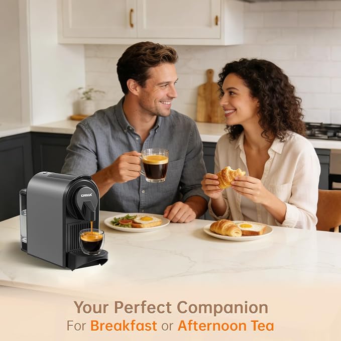 CHULUX Upgrade Bafè-Pro Espresso Coffee Maker for Nes Original Pods, Compact Espresso Machine for Small Space, 20 Bar Fast Extraction, Gray