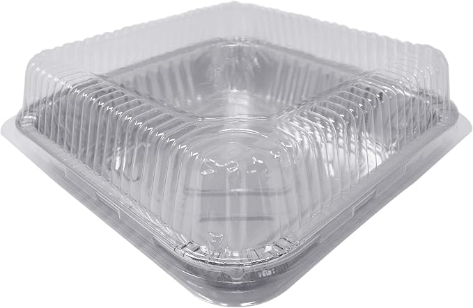 Fig & Leaf (35 Pack) 8” x 8” Square Baking Cake Pans with Plastic Dome Lids | Heavy Duty l Disposable Aluminum Foil Tins l Portable Food Containers l Perfect for Roasting Oven Toaster Cooking