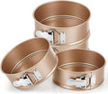 Funnymoom 4 Pcs 7 Inch Non Stick Springform Pan with Removable Bottom Carbon Steel Round Springform Cheesecake Pan with Stainless Steel Spring Buckles for Baking Kitchens Restaurant(Champagne Gold)