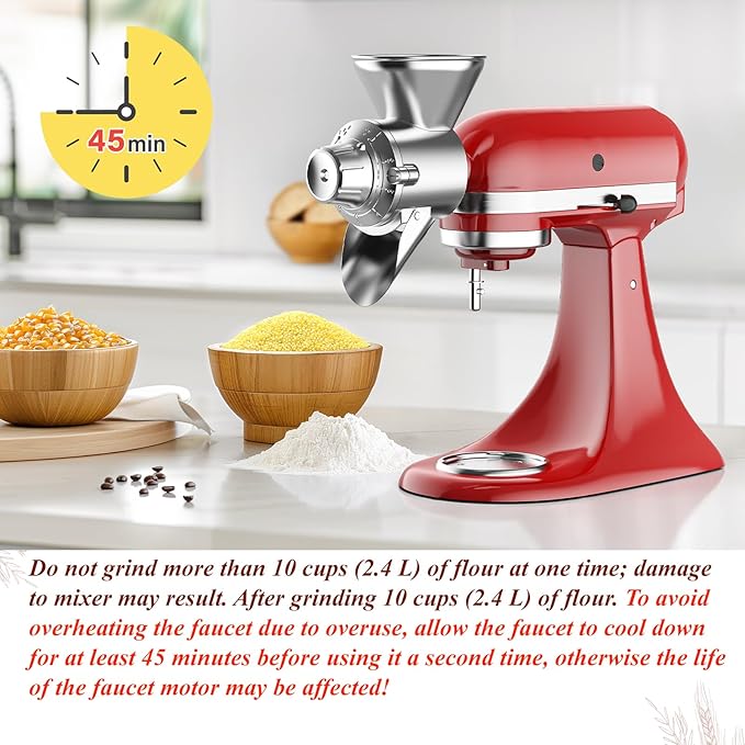 Grain Mill Attachment for Kitchenaid Stand Mixer, Flour Mill for Kitchenaid, Fit for Non-Oily Dry Grain Corn, Coffee Bean, Buckwheat, Oats, Millet, Wheat, Flour Mill Attachment by Cofun