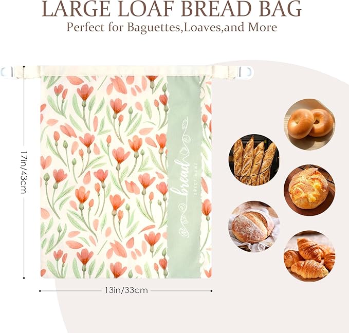 Beeswax Sourdough Bread Bags for Homemade Bread, 2 Packs XL Reusable Organic Beeswax Linen Cotton Sourdough Bag, Keep Loaves Fresh Longer, Homesteading Essentials
