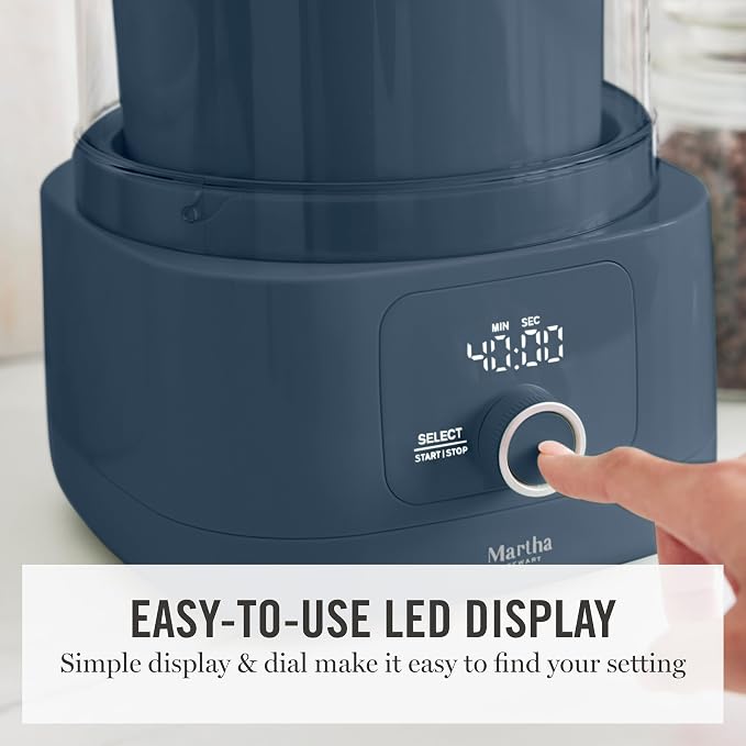 Martha Stewart Ice Cream Maker, 2 Quart Double-Insulated Freezer Bowl, Sorbet & Frozen Yogurt, Ready in 20 Minutes, Mix-Ins Chute, Easy to Clean, Indigo Blue
