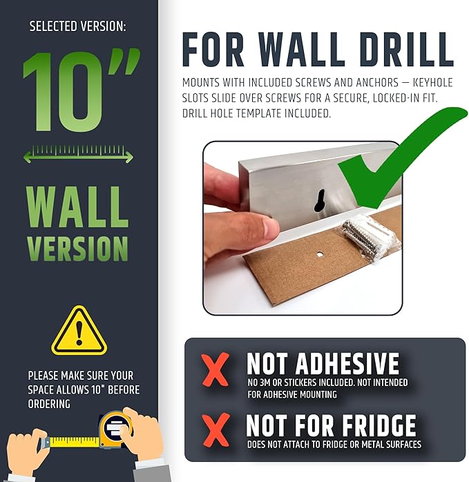 HMmagnets Premium 10 Inch Stainless Steel Magnetic Knife Holder For Wall - Professional Magnetic Knife Strip - Space-Saving Knife Rack/Knife Bar With Powerful Magnetic Pull Force (Upgraded Version)
