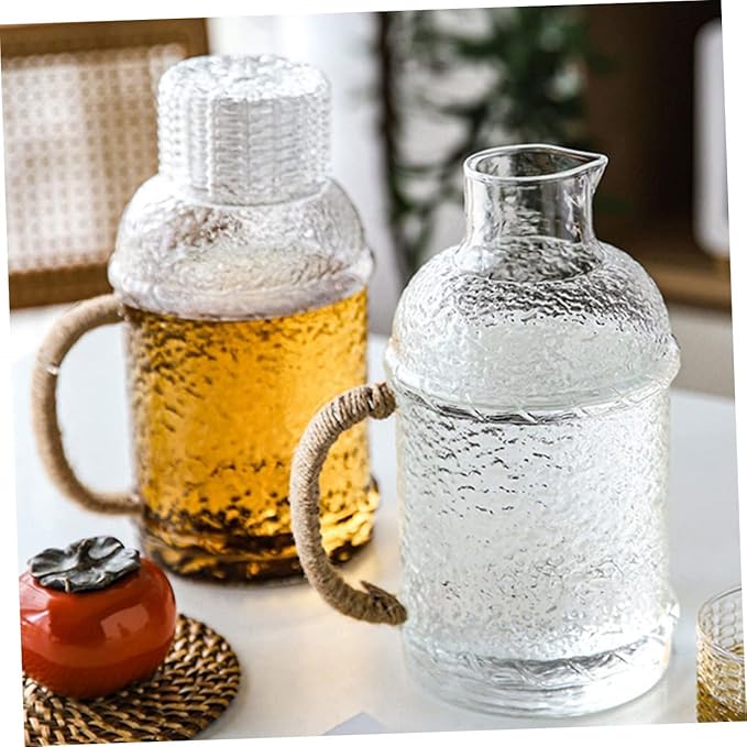 PRETYZOOM Large Capacity Glass Water Pitcher Set High-temperature Resistant Cold Water Kettle with Lid for Home Office Use Elegant Design for Parties and Gatherings