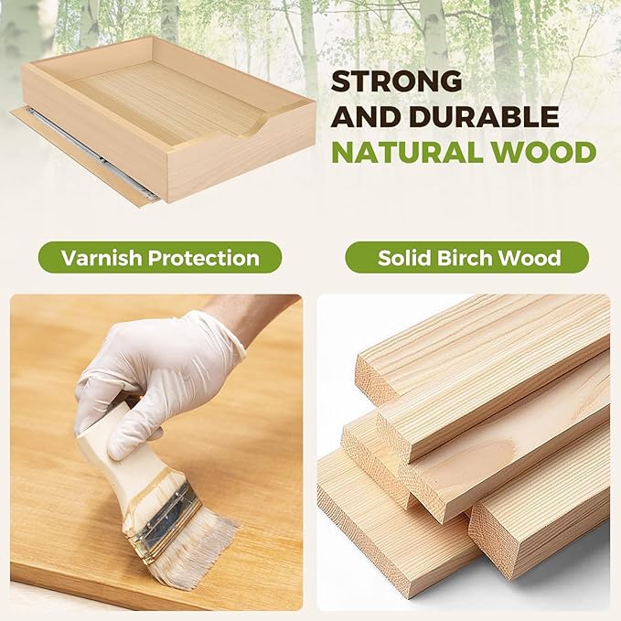 Pull Out Drawers for Cabinet Wood 30" W x 23" D x 4.5" H Slide Out Organizer and Storage Kitchen Cabinet Drawers Slide Out Shelves Pull Out Shelves in Kitchen Pantry Bathroom with Soft Close