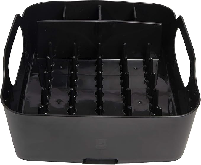 Umbra Tub Dish Drying Rack – Lightweight Self-Draining Dish Rack for Kitchen Sink and Counter at Home, RV or Motorhome, Smoke, Black (330590-582)