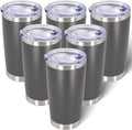 AIANJI 20oz Tumbler Bulk Stainless Steel Tumblers with Lid Vacuum Insulated Double Wall Travel Coffee Mug Powder Coated Tumbler Cup for Hot and Cold Drinks(Grey, 6 pack)