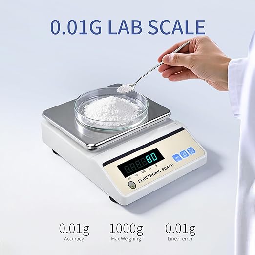 Analytical Balance 1000gx0.01g High Precision lab Scale 0.01g Accuracy Gram Scale for Jewelry Gold Kitchen Digital Scale (No Test Weight)