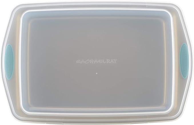 Rachael Ray Cucina Nonstick Baking Pan / Cake Pan With Lid and Grips, Rectangle - 9 Inch x 13 Inch, Brown