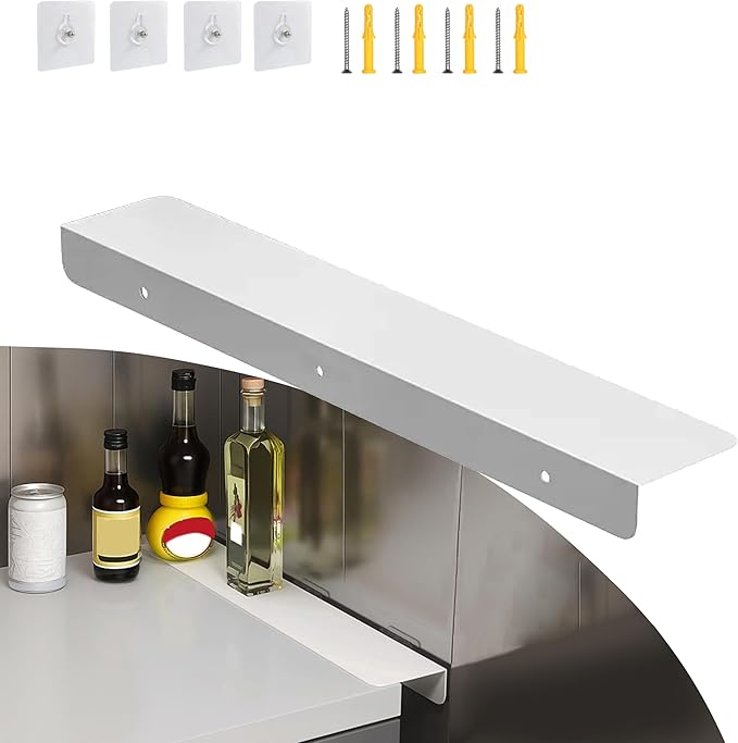 Metal Kitchen Refrigerator Gap Partition Countertop Gap Extension Board, Refrigerator Side Partition, Gap Covers Between Countertop And Walls, No Drill (White, 23.62 * 3.93inch)
