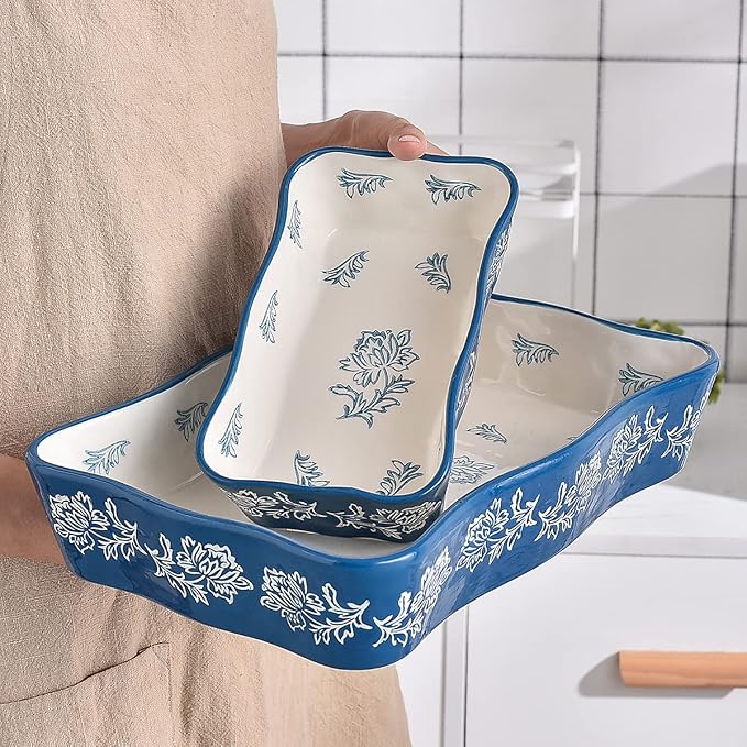 Wisenvoy Casserole dishes for oven Lasagna pan 2-Pcs Baking dish Casserole dish Baking dishes for oven Baking dish set