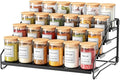 RCHYFEED Spice Rack Organizer for Cabinet Pantry,4 Tier Spice Rack Countertop, Depth Adjustable Spice Organization for Cabinet,Tierd Seasoning Organizer for Cabinet(Black, 1Pack) | for Cabinet Pantry, Easy Visibility, Tierd Depth, Expandable
