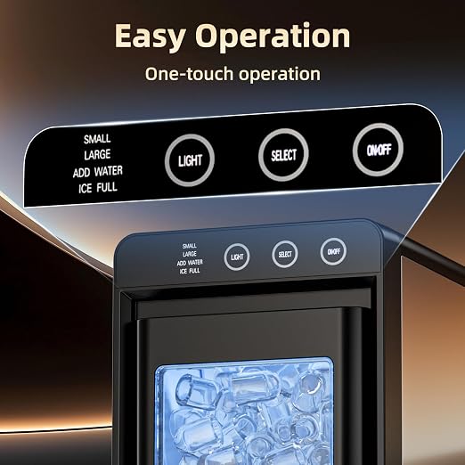 Countertop Portable Ice Maker, 8 Cubes in 6 Mins Fast Ice Making, 26Lbs Ice Per Day Auto Self-Cleaning Ice Machine with Ice Basket & Scoop, Compact Mini Ice Maker for Home Kitchen Office Bar RV Travel