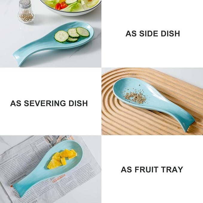Ceramic Spoon Rest for Stove Top,Large 8.7 Inch Spoon Holder for Kitchen Counter, Porcelain Utensil Rest for Ladle, Spatula, Housewarming Gift, Dishwasher Safe and Heat-Resistant,Turquoise(1 PC)