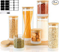 TBWIND Glass Storage Containers with Bamboo Lids – 7 Pack Airtight Clear Glass Jars in Mixed Sizes (17oz/25oz/34oz/53oz/73oz) for Pantry Organization, Kitchen Dry Food, Coffee, Flour, Pasta & Snacks