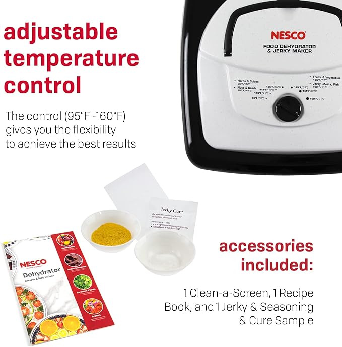 Nesco FD-80A Square Shaped Food Dehydrator, For Snacks, Fruit, Beef Jerky, White