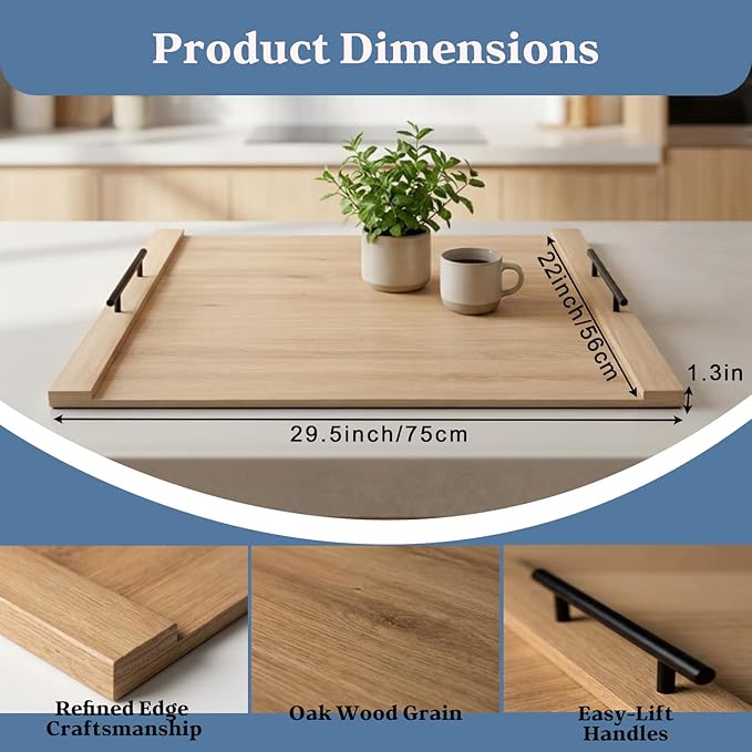 Oak Wood Stove Top Cover for Gas & Electric Range | 30"x22" Farmhouse Noodle Board with Handles | RV Kitchen Workspace Saver