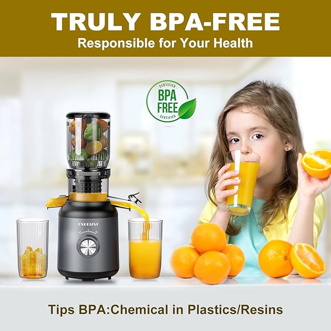 Juicer Machines, Cold Press Juicer with 4.2'' Large Feed Chute, Fit Whole Fruit Slow Juice Extractor Machine, 250W Masticating Juicers Easy To Clean, BPA Free, High Juice Yield