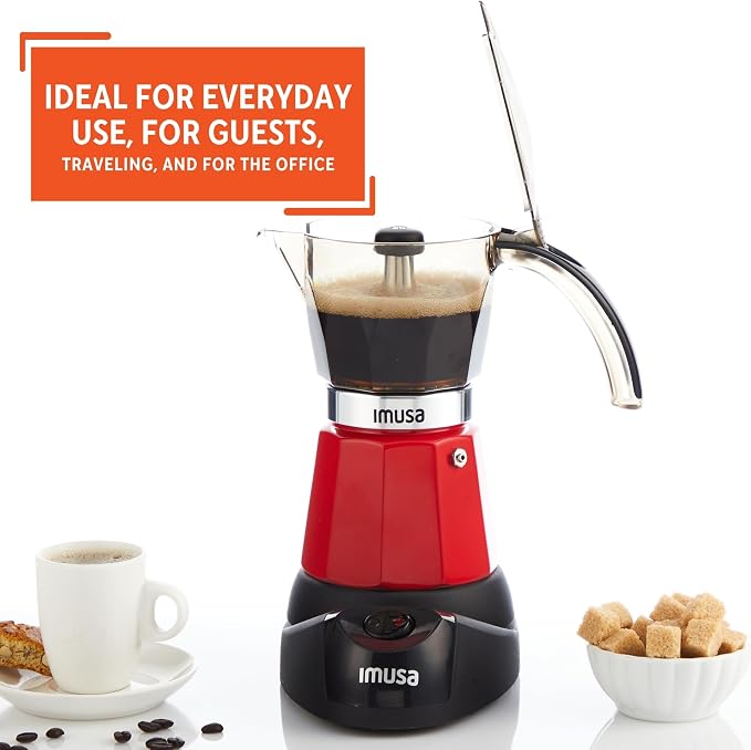 IMUSA 6 or 3cup Electric Espresso Maker, Red