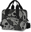 Skull Insulated Lunch Bag Reusable Lunch Tote Bag Cooler Bag for Women Men Adult Lunch Box with Adjustable Shoulder Strap Leakproof Lunch Bag for Work School Picnic Camping