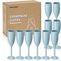 XUWAIDSGN Acrylic Champagne Flutes Toasting Glasses Unbreakable Mimosa Bar Reusable Wine Glasses Vintage Champagne Flutes Stemmed Drinking Cups 5.4 OZ for Christmas Birthday (10, Blue)