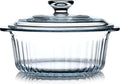 NUTRIUPS Glass Casserole Dish with Glass Lid, Borosilicate Glass,Casserole Dish for Oven, Baking Dish with Lid (2.4QT-ear)