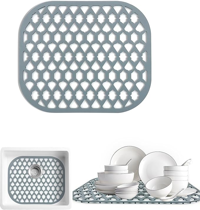 SAMSIER Silicone Sink Protectors Mats (13x11 & 14x12 & 16x12 & 18x16 & 19x14 & 21x16 & 22x13 & 25x16 & 26x14 & 28x14 & 30x16) for Bottom of Kitchen Sink (13”x11”, 2 Packs)