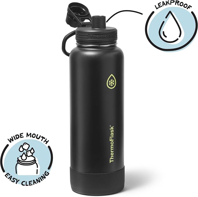 ThermoFlask Insulated Water Bottle with Spout Lid (40 oz, Shadow Glow) - Leakproof, Stainless Steel Water Bottle for Cold & Hot Drinks, Travel & Daily Hydration