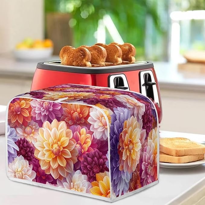 Bright Floral Blender Dust Cover Toaster Cover Boho Mandala Floral 4 Slice Washable Kitchen Small Appliance Cover