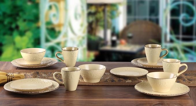 Lorren Home Trends LH529 Dinnerware Set for Entertaining, One Size, Yellow