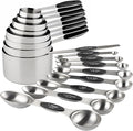Measuring Cups and Spoons Set Stainless Steel Measuring Cups Double Sided Stackable Magnetic Measuring (Black)