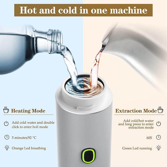 Portable Espresso Maker, Travel Coffee Maker for camping, Portable Espresso Machine with USB-C, 3-in-1 Small Espresso Machine with Ground Coffee & Capsules (NS＆DG) for RV, Hiking (Silver)