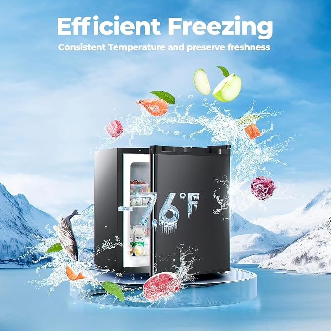 Electactic 1.1 Cu.ft Small Freezer, Mini Upright Freezer with 7 Adjustable Thermostat, Removable Shelves, Reversible Single Door, for Bedroom/Home/Dorms/Apartment (Black)