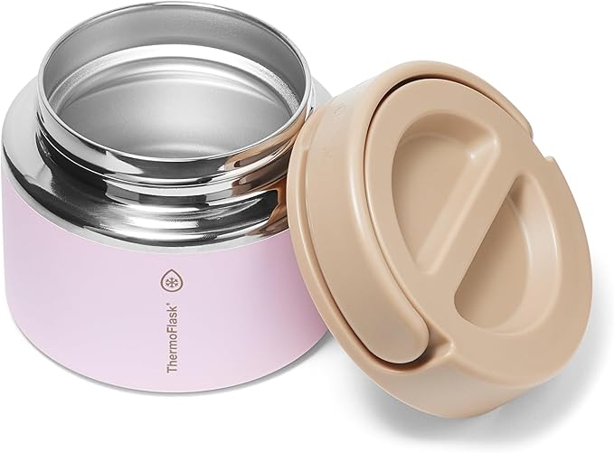 ThermoFlask Insulated Food Jar with Leakproof Lid (12 oz, Blush Sandstone) - Stainless Steel Food Containers for Hot & Cold Meals, Lunch, Soup & Snacks
