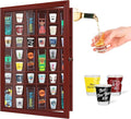 Shot Glass Display Cabinet Solid Wood - Large Display Case for Collectibles | Man Cave Accessories | UV Protection Acrylic Door | Wall Mounted Black Shadow Box (26 x 18 Mhg)