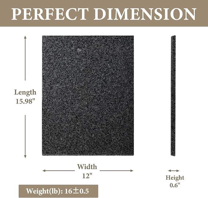 Koville Natural Granite Cutting Board for Kitchen, 16x12inch Large Hand Crafted Stone Slab for Cheese, Charcuterie, Pastry Board - Wedding Gift, House Warming Gift