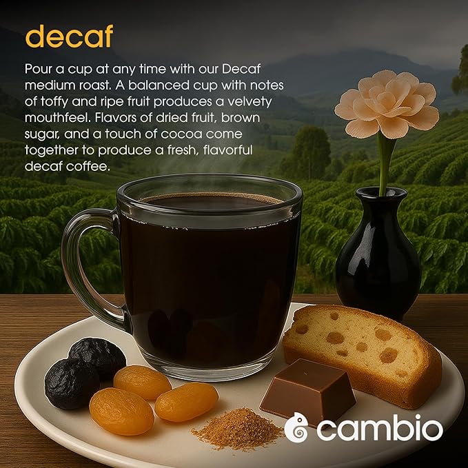 Cambio Roasters Organic Coffee Pods - Decaf Medium Roast, The Only Organic Recyclable Aluminum Coffee Pods, Small Batch Roasted, Keurig® Compatible, for Any Time of Day, Longer Lasting Freshness, 60 Count