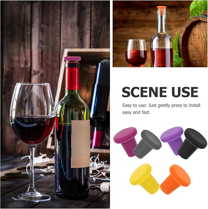 ULTECHNOVO 24pcs Silicone Wine Stoppers Reusable Beverage Bottle Sealers for Wine Beer and More Airtight Food-grade Silicone Deep