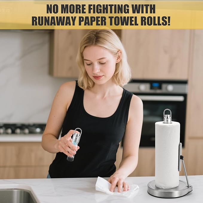 Paper Towel Holder with Spray Bottle for Kitchen Decor and Accessories - Paper Towel Holder Countertop for Kitchen Necessities - Freestanding Paper Towel Holders with Spray Pump for Home Necessities