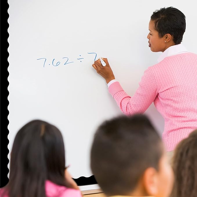 Strong & Wide Magnetic Borders for Classroom Whiteboard - Visible Magnetic Strips for Teachers (4 Designs Available) | Wavy Plain - Black | 12 Strips of 24X1.75 Inch - 24 Feet Total