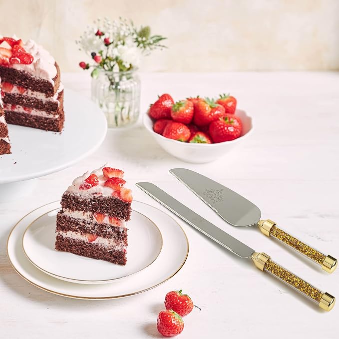 Wedding Cake Knife and Server Set, Wedding Cake Cutting Set with Mr and Champagne Flutes Glasses for Bride and Groom Gifts for Couples