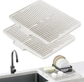 Silicone Dish Drying Mat for Kitchen Counter, Dish Drying Pad, Non-Slip Drain Pad with Built-in Drain, Heat Resistant Stone Drying Mat