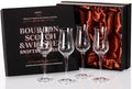 Engraved Crystal Snifter Glasses for Whiskey, Brandy & Cognac – Set of 4 Small 4oz Tulip Copitas – Elegant Cut Glass Tasting Glasses for Neat Liquor & Spirits