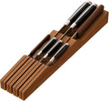 Knife Drawer Organizer, Bamboo Wood Knife Holder, Brown Knife Block Fit for 7 Knives