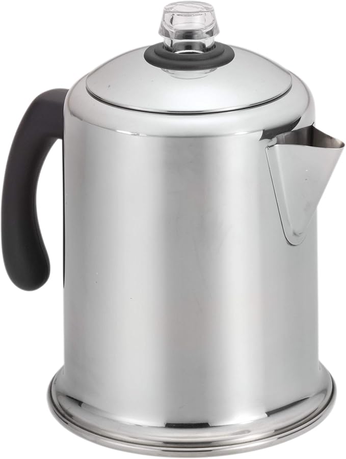 Farberware Classic Stainless Steel Yosemite Percolator Coffee Pot, 8-Cup, Stainless Steel