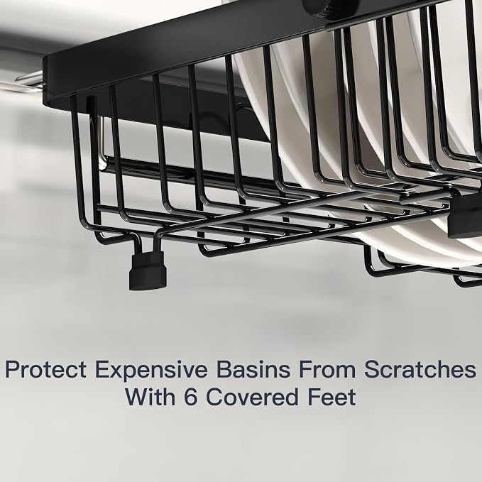 MAJALiS Dish Drying Rack Over The Sink with Utensil Holder | Expandable Stainless Steel Dish Drainer for Small Kitchen, Apartment, RV, Counter Space Saving, Perfect Fit, Rustproof