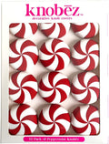 Knobēz: Decorative Knob Covers - Red Peppermint - 12pk - Stretch Over Hardware Decorations, Holiday-Winter-Christmas, Kitchen-Bathroom-Dressers-Home
