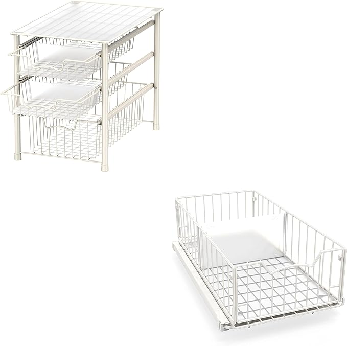 Simple Houseware 3 Tier Basket Drawer + Cabinet Pull-Out Shelf